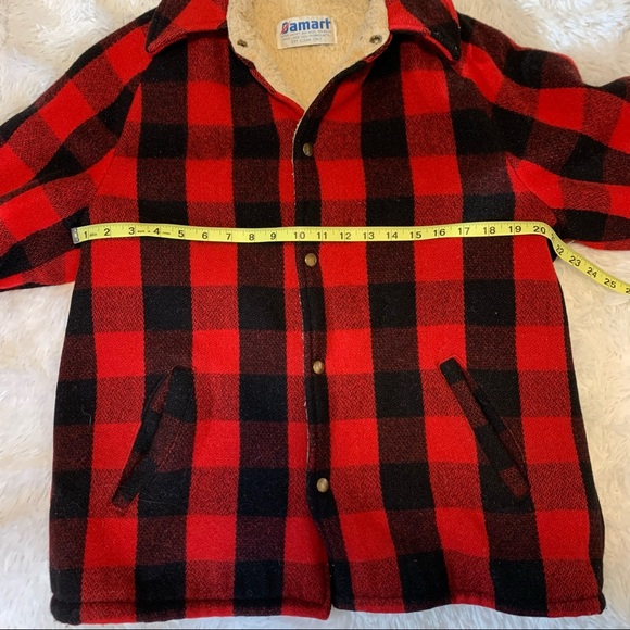 Damart Buffalo Plaid Red & Black Heavy Wool Jacket Size Large - Picture 9 of 13